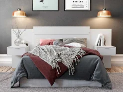 Cabeceira De Cama Extensivel Com Mesas De Cabeceira De 140/160 Cm Cor Branco - Parati