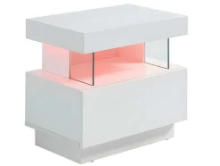 Cabeceira Fabio - Mdf Lacado Branco - Leds - 1 Gaveta E 1 Nicho