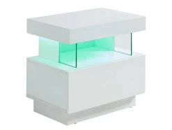 Cabeceira Fabio - Mdf Lacado Branco - Leds - 1 Gaveta E 1 Nicho