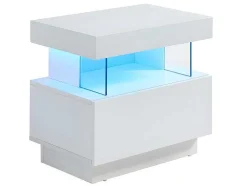 Cabeceira Fabio - Mdf Lacado Branco - Leds - 1 Gaveta E 1 Nicho