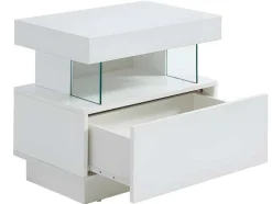 Cabeceira Fabio - Mdf Lacado Branco - Leds - 1 Gaveta E 1 Nicho