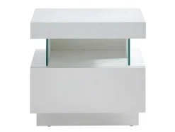 Cabeceira Fabio - Mdf Lacado Branco - Leds - 1 Gaveta E 1 Nicho