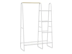Cabide De Roupa Com 5 Prateleiras Para Lingerie De C100 Cm Em Metal Branco E Madeira De Faia - Dogu