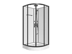 Cabine De Duche De Hidromassagem Em Fibra De Bambu Preto Mate C80 X L80 X A225 Cm - Zalifa