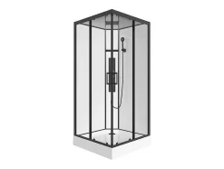 Cabine De Duche De Hidromassagem Quadrada Preto Fosco E Branco C90 X L90 X A215 Cm - Tanito