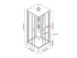 Cabine De Duche De Hidromassagem Quadrada Preto Fosco E Branco C90 X L90 X A215 Cm - Tanito