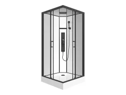 Cabine De Duche De Hidromassagem Quadrada Preto Fosco E Branco C90 X L90 X A215 Cm - Tanito
