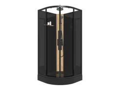 Cabine De Duche De Hidromassagem Em Quarto De Circulo Com Painel De Bambu Preto C90 X L90 X A225 Cm - Tiloma