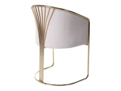 Cadeira Com Apoios De Bracos Em Veludo E Metal Bege E Dourado - Josethe De Pascal Morabito
