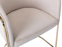 Cadeira Com Apoios De Bracos Em Veludo E Metal Bege E Dourado - Josethe De Pascal Morabito