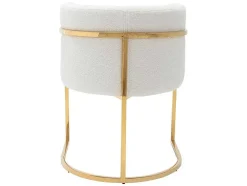 Cadeira Com Apoios De Bracos Tecido Boucle E Aco Inoxidavel Branco E Dourado - Peria De Pascal Morabito