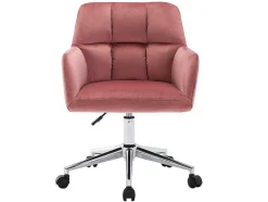 Cadeira De Escritório Em Veludo Cor Rosa Com Atura Regulavel - Pega