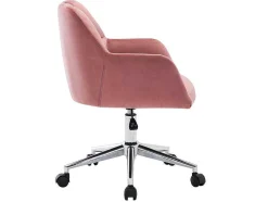 Cadeira De Escritório Em Veludo Cor Rosa Com Atura Regulavel - Pega