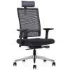 Cadeira De Escritório Ergonomica Profissional Com Apoio De Cabeca Em Tecido Cor Preto - Wallstreet