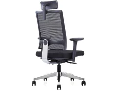 Cadeira De Escritório Ergonomica Profissional Com Apoio De Cabeca Em Tecido Cor Preto - Wallstreet