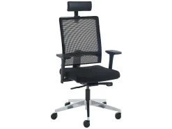 Cadeira De Escritório Ergonomica Profissional Com Apoio De Cabeca Em Tecido Cor Preto - Wallstreet