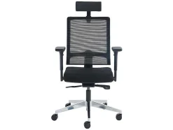 Cadeira De Escritório Ergonomica Profissional Com Apoio De Cabeca Em Tecido Cor Preto - Wallstreet