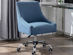 Cadeira De Escritório Tecido Azul, Altura Regulavel - Wondio