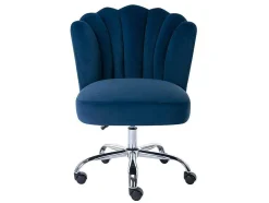Cadeira De Escritório Veludo Azul Altura Regulavel - Ruty