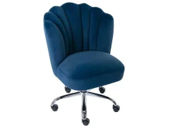 Cadeira De Escritório Veludo Azul Altura Regulavel - Ruty