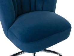Cadeira De Escritório Veludo Azul Altura Regulavel - Ruty