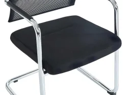 Cadeira De Reunioes Profissional Em Tecido E Metal Cromado Cor Preto - Marunouchi