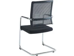 Cadeira De Reunioes Profissional Em Tecido E Metal Cromado Cor Preto - Marunouchi