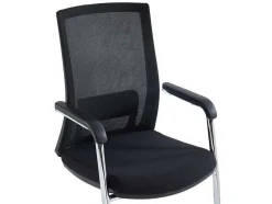 Cadeira De Reunioes Profissional Em Tecido E Metal Cromado Cor Preto - Rulio