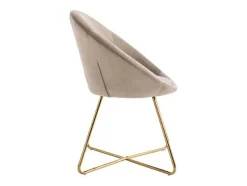 Cadeira Em Veludo E Metal Dourado, Cor Bege - Burban
