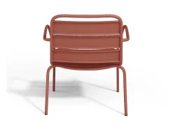 Cadeirão Baixo De Jardim Empilhavel + Apoio De Pés Em Metal Terracota - Mirmande