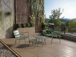 Cadeirão Baixo De Jardim Empilhavel Em Metal Verde-Amendoa - Mirmande