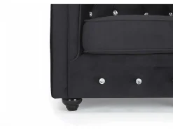 Cadeirão Chesterfield - Veludo Preto E Botoes Efeito Cristal