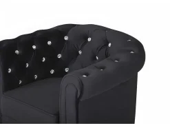 Cadeirão Chesterfield - Veludo Preto E Botoes Efeito Cristal