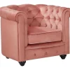 Cadeirão Chesterfield - Veludo Rosa Pastel