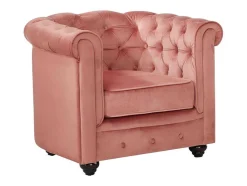 Cadeirão Chesterfield - Veludo Rosa Pastel