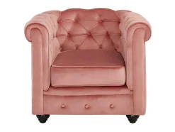 Cadeirão Chesterfield - Veludo Rosa Pastel