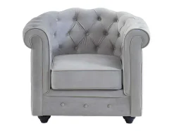 Cadeirão Chesterfield - Veludo Cinzento Claro