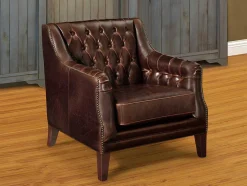 Cadeirão Em Couro Castanho Estilo Vintage - Colbert