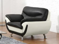 Cadeirão Em Pele Sintética Bicolor Preto E Branco - Indice