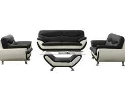 Cadeirão Em Pele Sintética Bicolor Preto E Branco - Indice