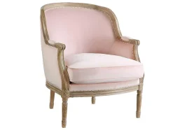Cadeirão Em Veludo Rosa Pastel - Alienor
