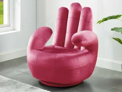 Cadeirão Mão Giratorio Em Veludo Fucsia - Catchy