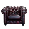 Cadeirão 100% Pele De Bufalo Cereja Estilo Chesterfield - Brenton