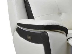 Cadeirão Relax Eletrico Em Pele Branco E Antracite - Angelique
