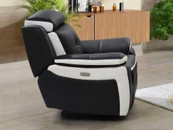 Cadeirão Relax Eletrico Em Pele Preto E Branco - Angelique