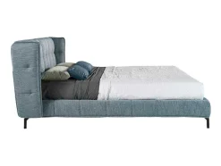 Cama Acolchoada Em Tecido Azul E Branco 7030