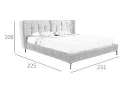 Cama Acolchoada Em Tecido Azul E Branco 7030
