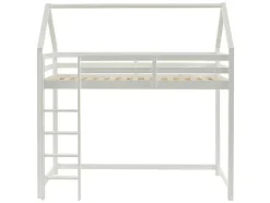 Cama Alta Cabana De 90 X 190 Cm Em Pinho Macico Cor Branco - Tarzia