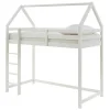 Cama Alta Cabana De 90 X 190 Cm Em Pinho Cor Branco + Colchão - Tarzia