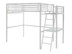 Cama Alta Casual Ii - 140 X 190 Cm - Tampo De Secretária - Branco + Colchão